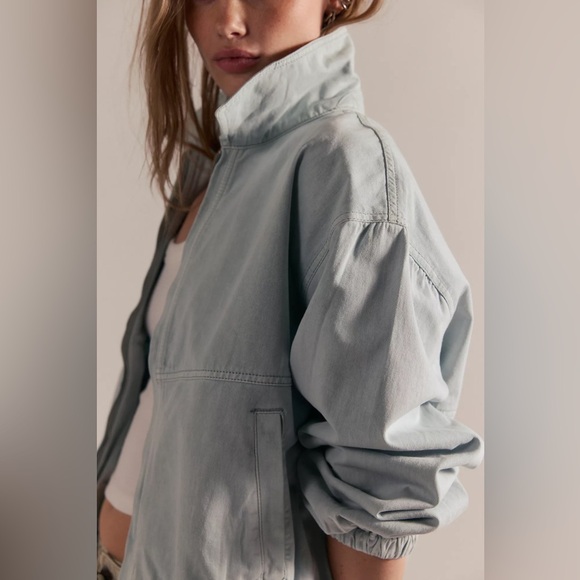 FREE PEOPLE Birdie Track Jacket in Pearl Blue S - Picture 3 of 7